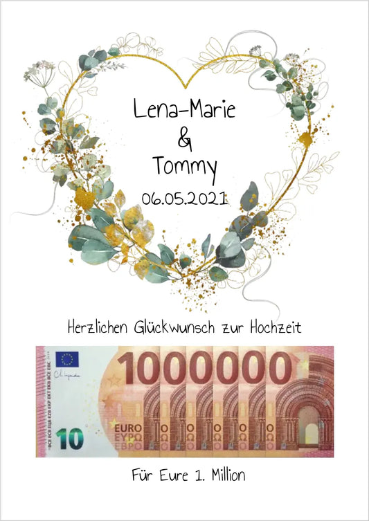 Geldgeschenk Wunscherfüller - Personalisiertes Geschenk, Geldgeschenk zur Hochzeit, Hochzeitsgeschenk Für Eure 1. Million