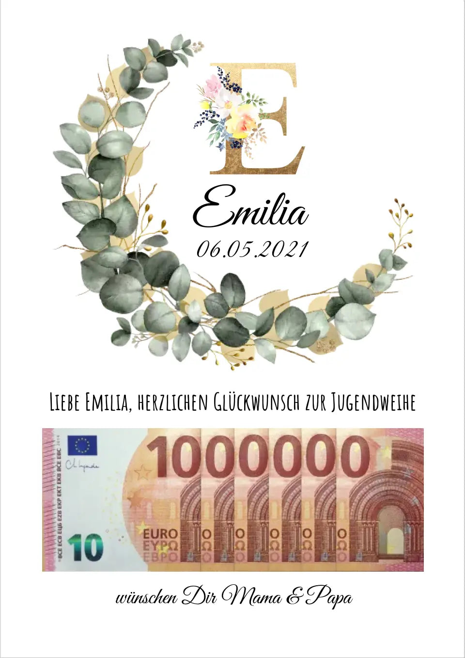 Geldgeschenk Wunscherfüller - Personalisiertes Geschenk, Geldgeschenk zum Geburtstag, Jugendweihe, Kommunion, Konfirmation, Geburtstagsgeschenk 1. Million