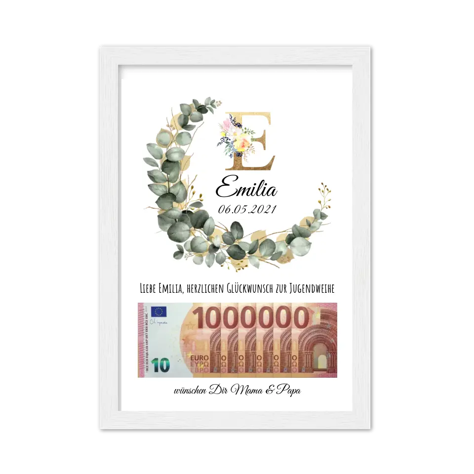 Geldgeschenk Wunscherfüller - Personalisiertes Geschenk, Geldgeschenk zum Geburtstag, Jugendweihe, Kommunion, Konfirmation, Geburtstagsgeschenk 1. Million