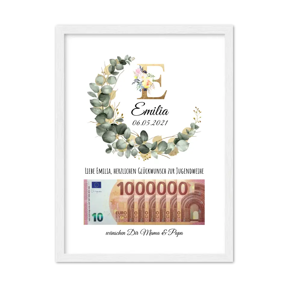 Geldgeschenk Wunscherfüller - Personalisiertes Geschenk, Geldgeschenk zum Geburtstag, Jugendweihe, Kommunion, Konfirmation, Geburtstagsgeschenk 1. Million