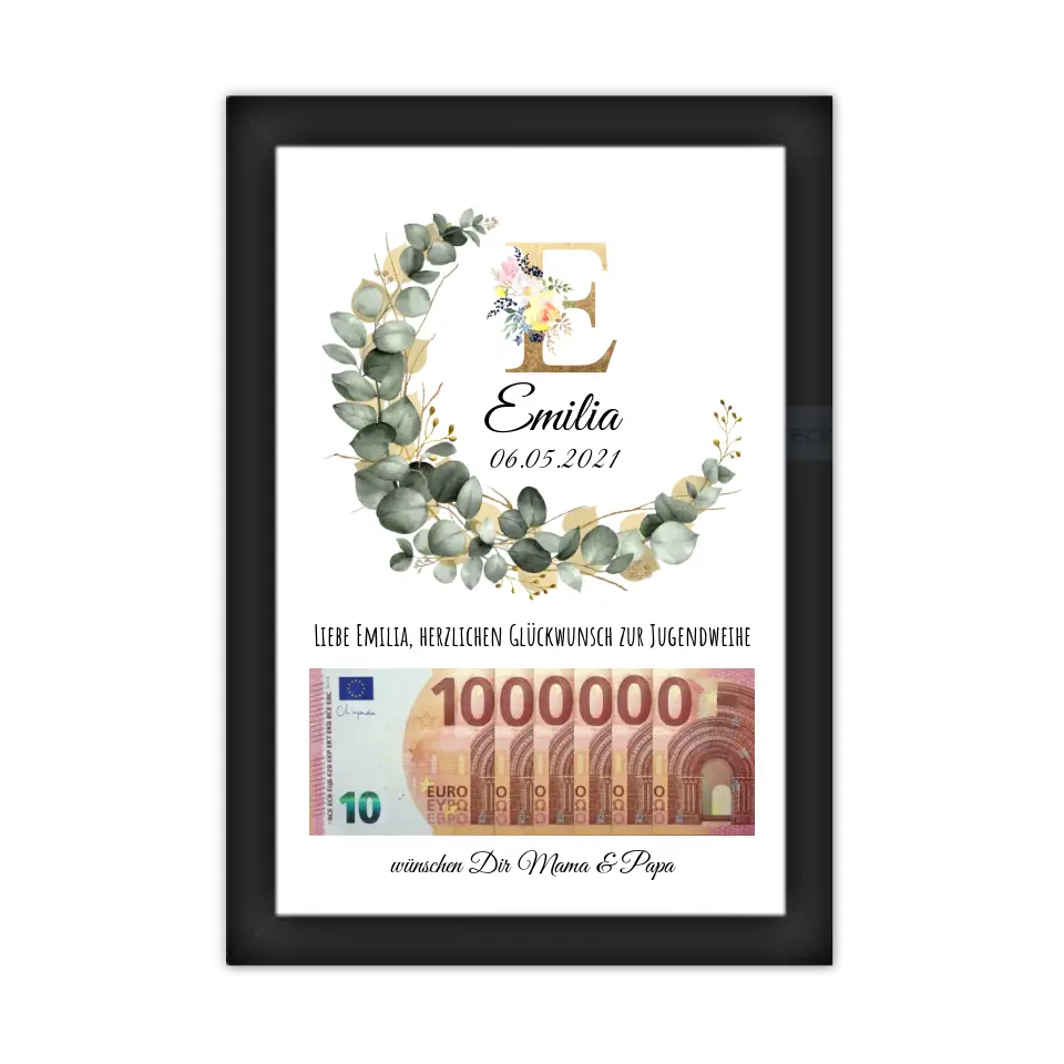 Geldgeschenk Wunscherfüller - Personalisiertes Geschenk, Geldgeschenk zum Geburtstag, Jugendweihe, Kommunion, Konfirmation, Geburtstagsgeschenk 1. Million