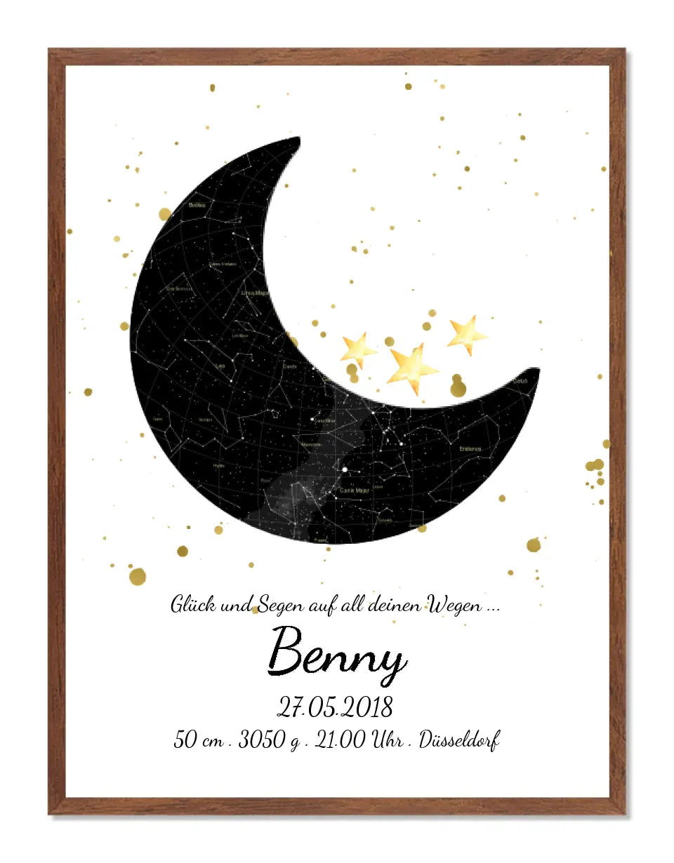 Geburtsgeschenk & Taufgeschenk Geburtsanzeige |  Sternenhimmel Poster Sternkarte Design | Babygeschenk zur Geburt, zur Taufe | Mädchen/Junge
