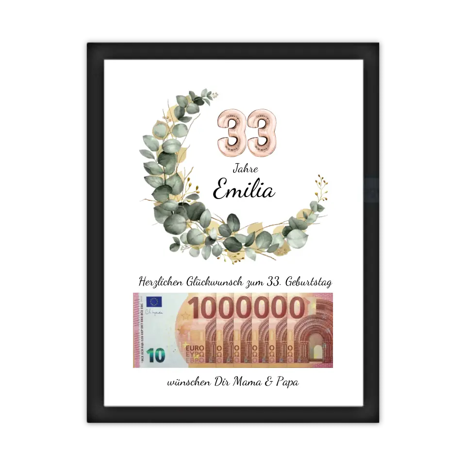 Geldgeschenk Wunscherfüller zum Geburtstag, Geburtstagsgeschenk 1. Million