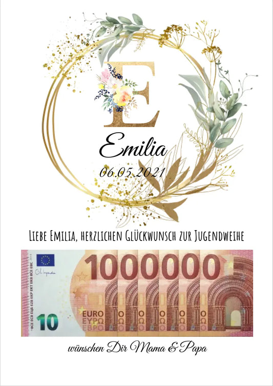 Personalisiertes Geschenk, Geldgeschenk Wunscherfüller zum Geburtstag, Jugendweihe, Kommunion, Konfirmation, 1. Million