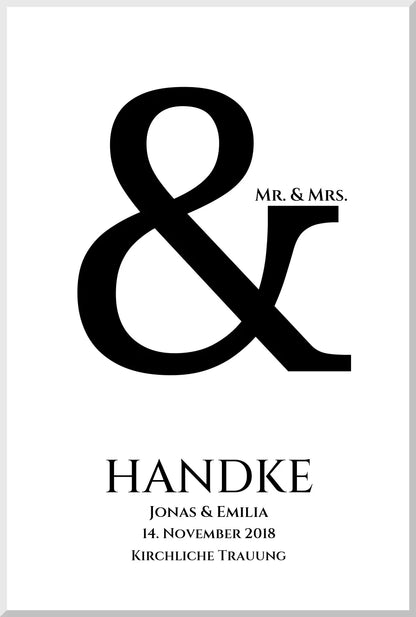 Personalisiertes Hochzeitsposter "Ampersand" | Mr. & Mrs. Bild Hochzeitsgeschenk
