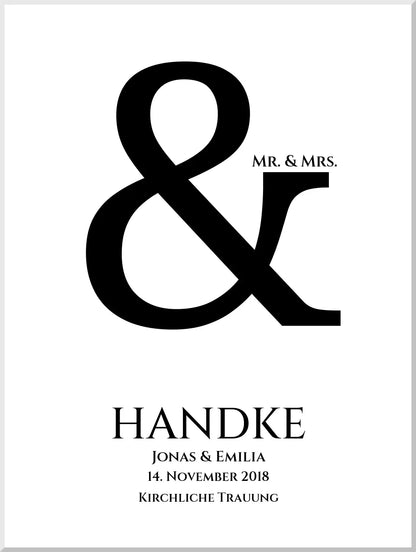 Personalisiertes Hochzeitsposter "Ampersand" | Mr. & Mrs. Bild Hochzeitsgeschenk