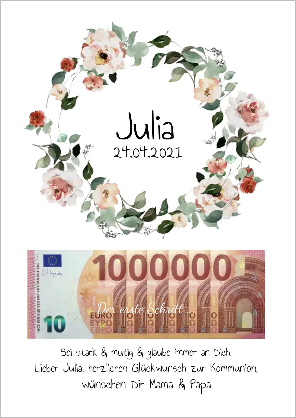 Geldgeschenk Wunscherfüller - Personalisiertes Geschenk, Geldgeschenk zum Geburtstag, Jugendweihe, Kommunion, Konfirmation, Geburtstagsgeschenk 1. Million