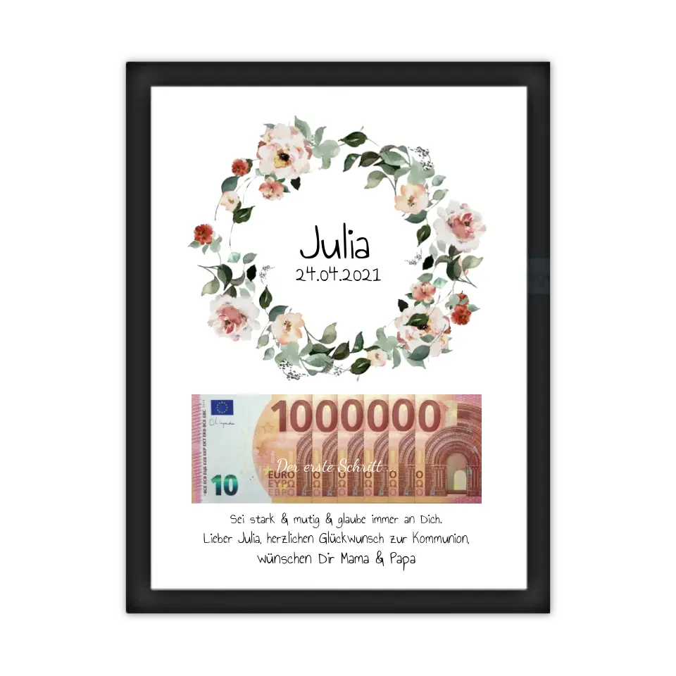 Geldgeschenk Wunscherfüller - Personalisiertes Geschenk, Geldgeschenk zum Geburtstag, Jugendweihe, Kommunion, Konfirmation, Geburtstagsgeschenk 1. Million