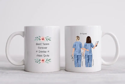 2 Beste Krankenschwester Team Tasse personalisiert, Kaffeebecher, Geschenkidee Kollegin, Tassendruck, Ostern, Pflegerin, Ärztin