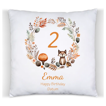 1.-10.  Geburtstag Geschenk Mädchen Junge | Kinder Kissen Geschenk mit Name / Geburtstagszahl personalisiert Reh