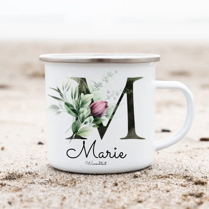 Schulanfang Kindertasse Schulkind 2024 - Emaille Kinderbecher Einschulung mit Namen personalisiert - Einschulungsgeschenk