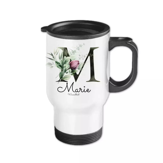 Personalisierter Becher aus Edelstahl mit Monogramm, Namen und Text