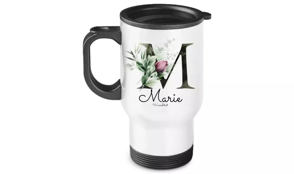 Personalisierter Becher aus Edelstahl mit Monogramm, Namen und Text