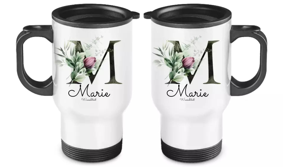 Personalisierter Becher aus Edelstahl mit Monogramm, Namen und Text