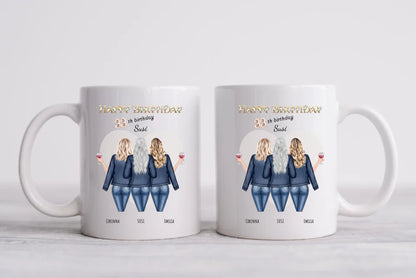 Geschenk Personalisierte Tasse zum 33. Geburtstag Geschenk für Freundin / Frau - 3 Freundinnen mit Name