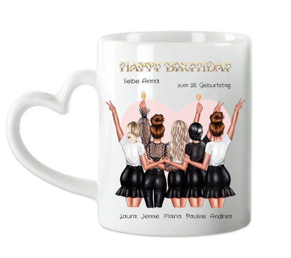 25. Geburtstag Geschenk Frau - Geschenk für Freundin / 5 Freundinnen Tasse personalisiert - Becher für Mädchen mit Name & Geburtstagsdatum
