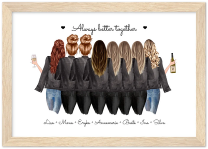 Geburtstag Freundin Geschenk Bild & Poster Geburtstagsgeschenk mit 8 Freundinnen personalisiert
