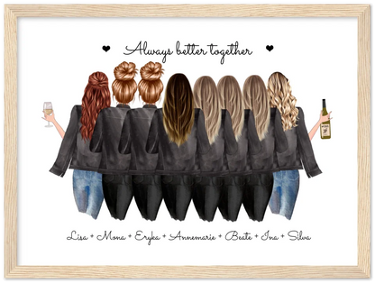 Geburtstag Freundin Geschenk Bild & Poster Geburtstagsgeschenk mit 8 Freundinnen personalisiert