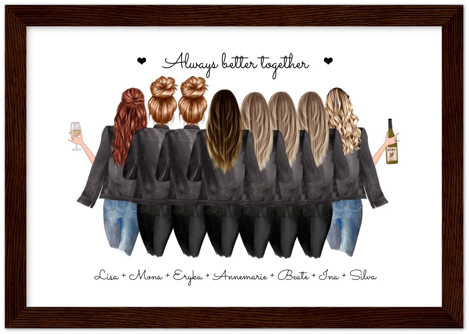 Geburtstag Freundin Geschenk Bild & Poster Geburtstagsgeschenk mit 8 Freundinnen personalisiert