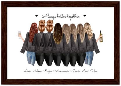 Geburtstag Freundin Geschenk Bild & Poster Geburtstagsgeschenk mit 8 Freundinnen personalisiert