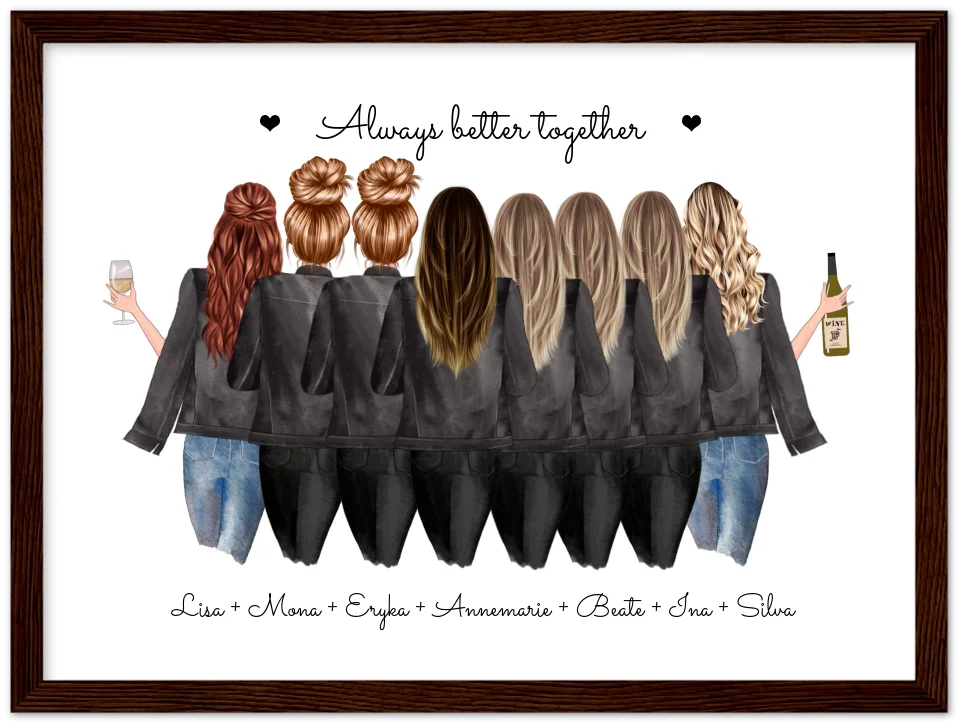 Geburtstag Freundin Geschenk Bild & Poster Geburtstagsgeschenk mit 8 Freundinnen personalisiert