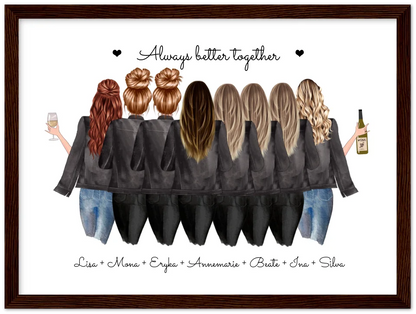 Geburtstag Freundin Geschenk Bild & Poster Geburtstagsgeschenk mit 8 Freundinnen personalisiert