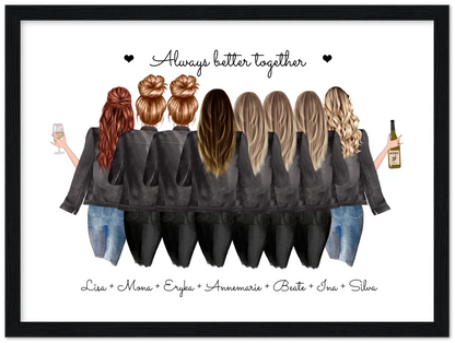 Geburtstag Freundin Geschenk Bild & Poster Geburtstagsgeschenk mit 8 Freundinnen personalisiert