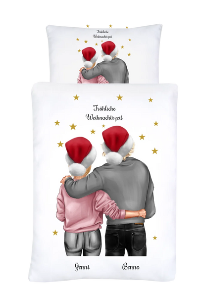 Weihnachtsgeschenk für Paare personalisiert - Bettwäsche für Pärchen & beste Freunde Geschenk