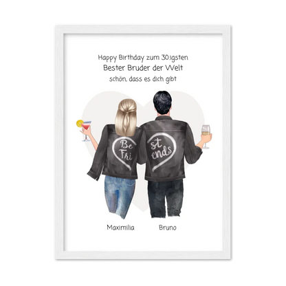 Geschenk 30 Geburtstag Bruder Poster - Bild von Schwester - Geburtstagsgeschenk & Weihnachtsgeschenk