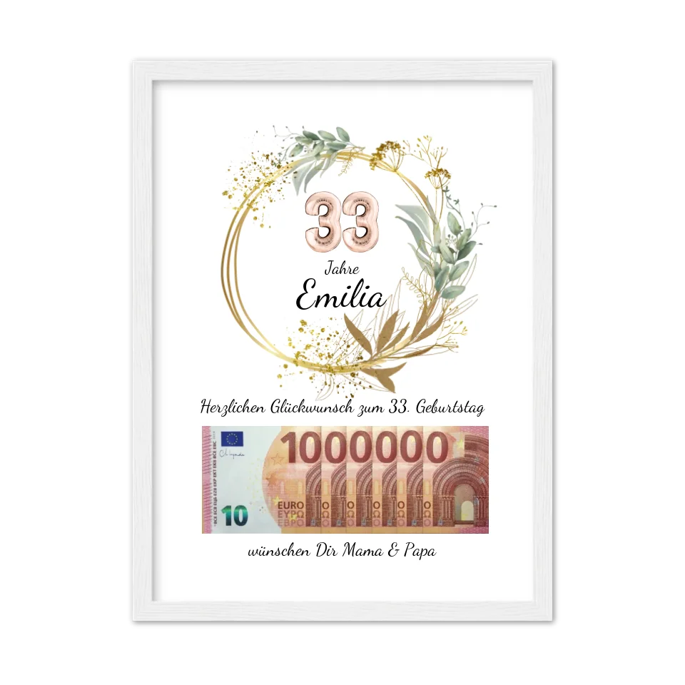 33 Geburtstag Geldgeschenk Wunscherfüller zum Geburtstag, Geburtstagsgeschenk 1. Million
