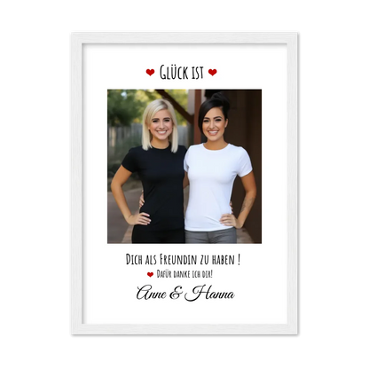 Fotoposter beste Freundin |  Geburtstagsgeschenk | Weihnachtsgeschenk | Freundinnen Bild Geschenk | Glück ist ...