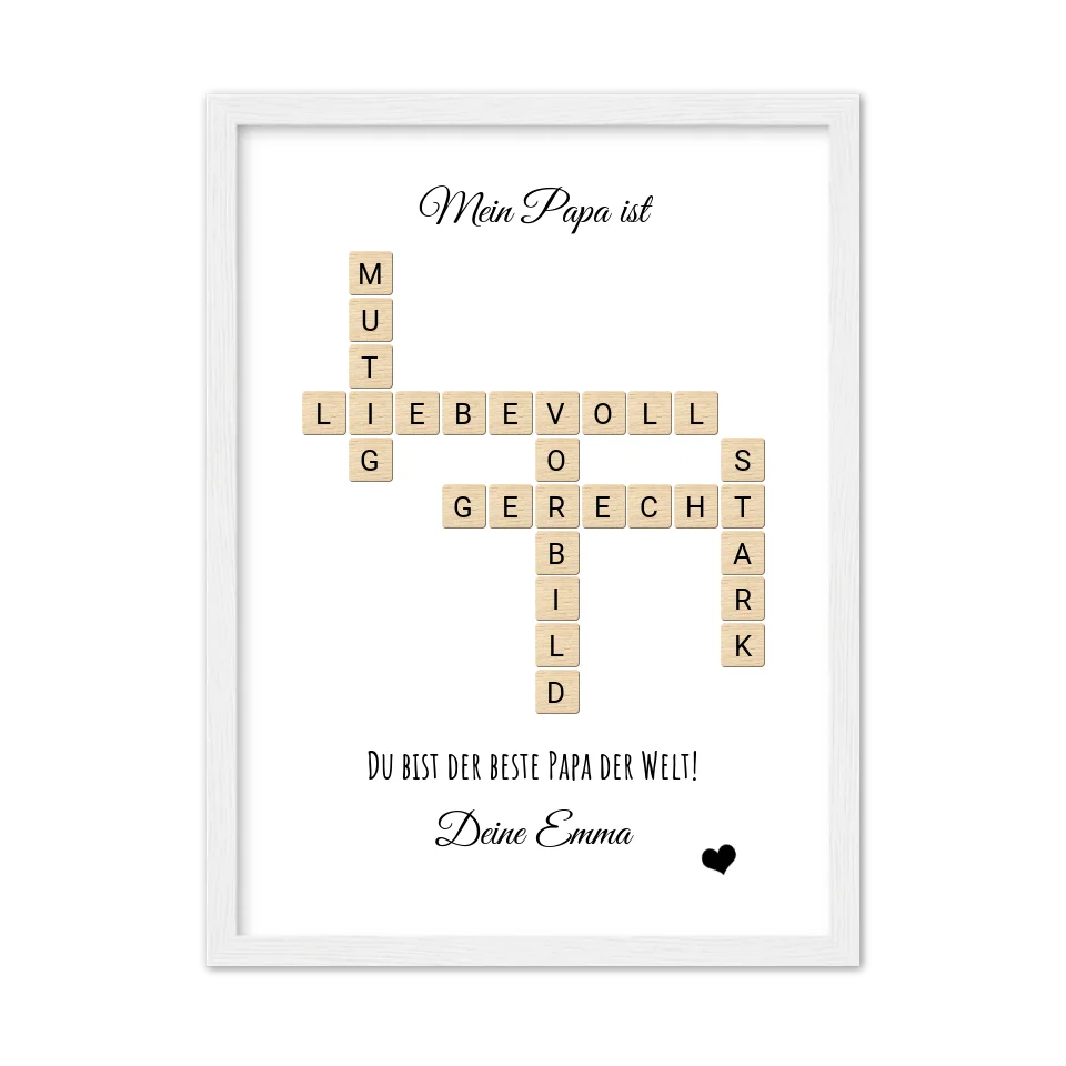 Papa / Vater Weihnachtsgeschenk personalisiert Bild im Scrabble Style | Geburtstagsgeschenk Vater mit Namen
