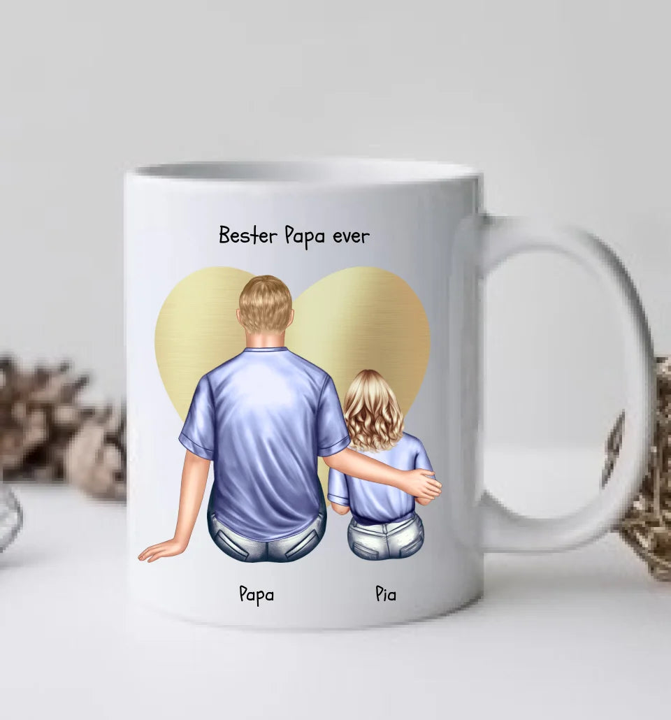 Personalisierte Tasse Geschenk Vatertag - Papa Geburtstagsgeschenk Tasse mit 1 Kind