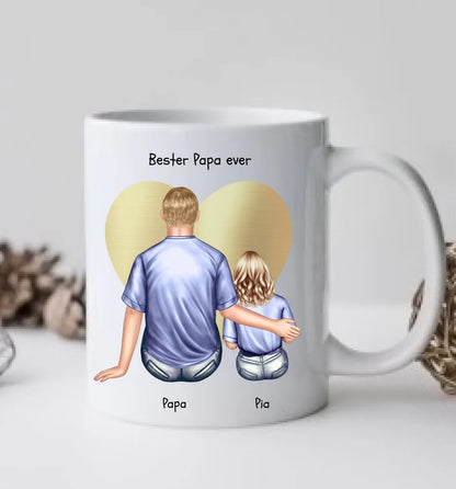 Personalisierte Tasse Geschenk Vatertag - Papa Geburtstagsgeschenk Tasse mit 1 Kind