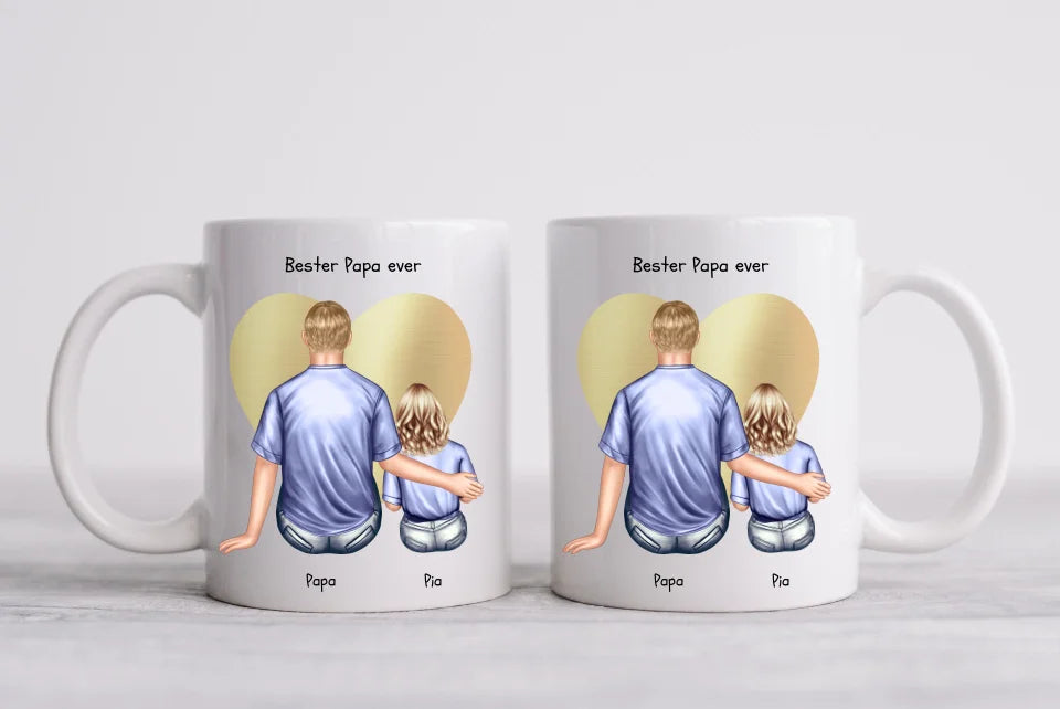 Personalisierte Tasse Geschenk Vatertag - Papa Geburtstagsgeschenk Tasse mit 1 Kind