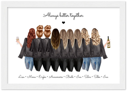 9 Freundinnen Poster individuell mit Namen Spruch personalisieren - Geburtstagsgeschenk & Weihnachtsgeschenk