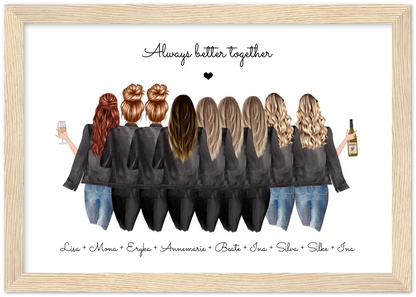9 Freundinnen Poster individuell mit Namen Spruch personalisieren - Geburtstagsgeschenk & Weihnachtsgeschenk