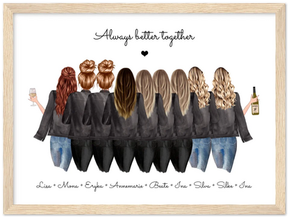 9 Freundinnen Poster individuell mit Namen Spruch personalisieren - Geburtstagsgeschenk & Weihnachtsgeschenk