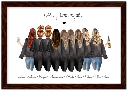 9 Freundinnen Poster individuell mit Namen Spruch personalisieren - Geburtstagsgeschenk & Weihnachtsgeschenk