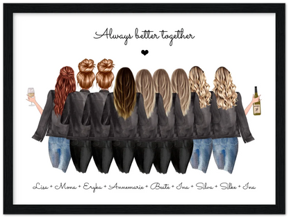 9 Freundinnen Poster individuell mit Namen Spruch personalisieren - Geburtstagsgeschenk & Weihnachtsgeschenk