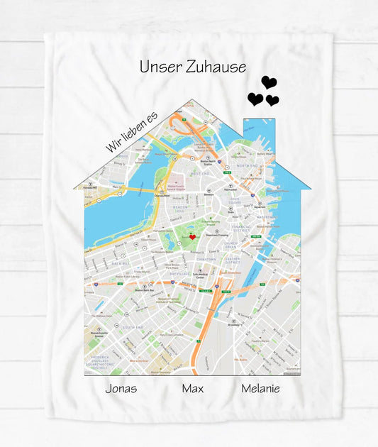 Zuhause - kuschelige Fleece-Decke - Geburtstagsgeschenk - Weihnachtsgeschenk