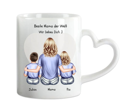 Muttertagsgeschenk personalisierte Tasse Mama mit 2 Kindern - Geschenk Muttertag - Geburtstagsgeschenk Mama