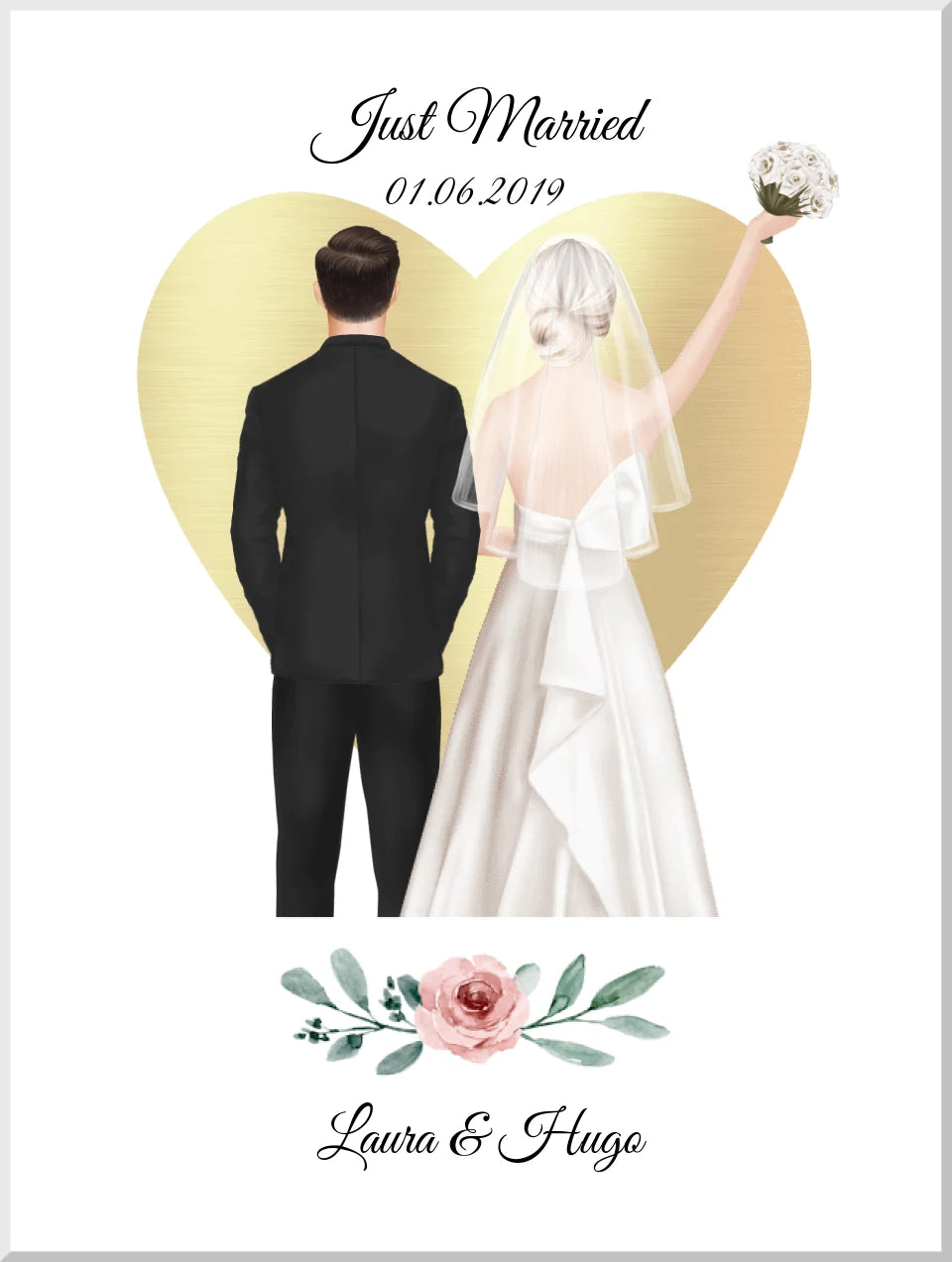 Just Married - personalisiertes Geschenk zur Hochzeit als Poster/Leinwanddruck - Hochzeitsgeschenk