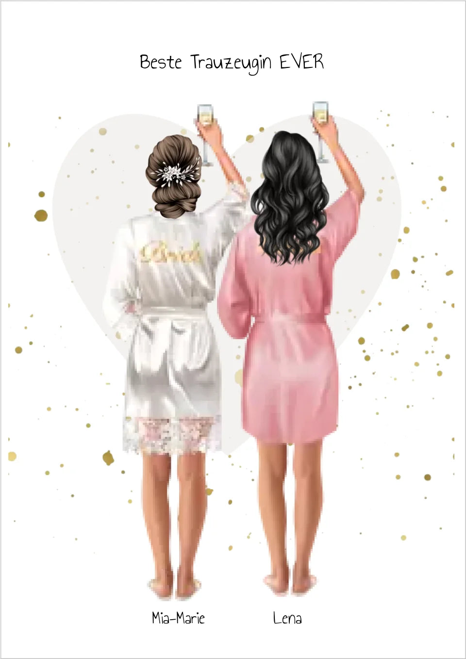 Braut & Brautjungfer Poster Geschenk personalisiert, Trauzeugin Bild Geschenk