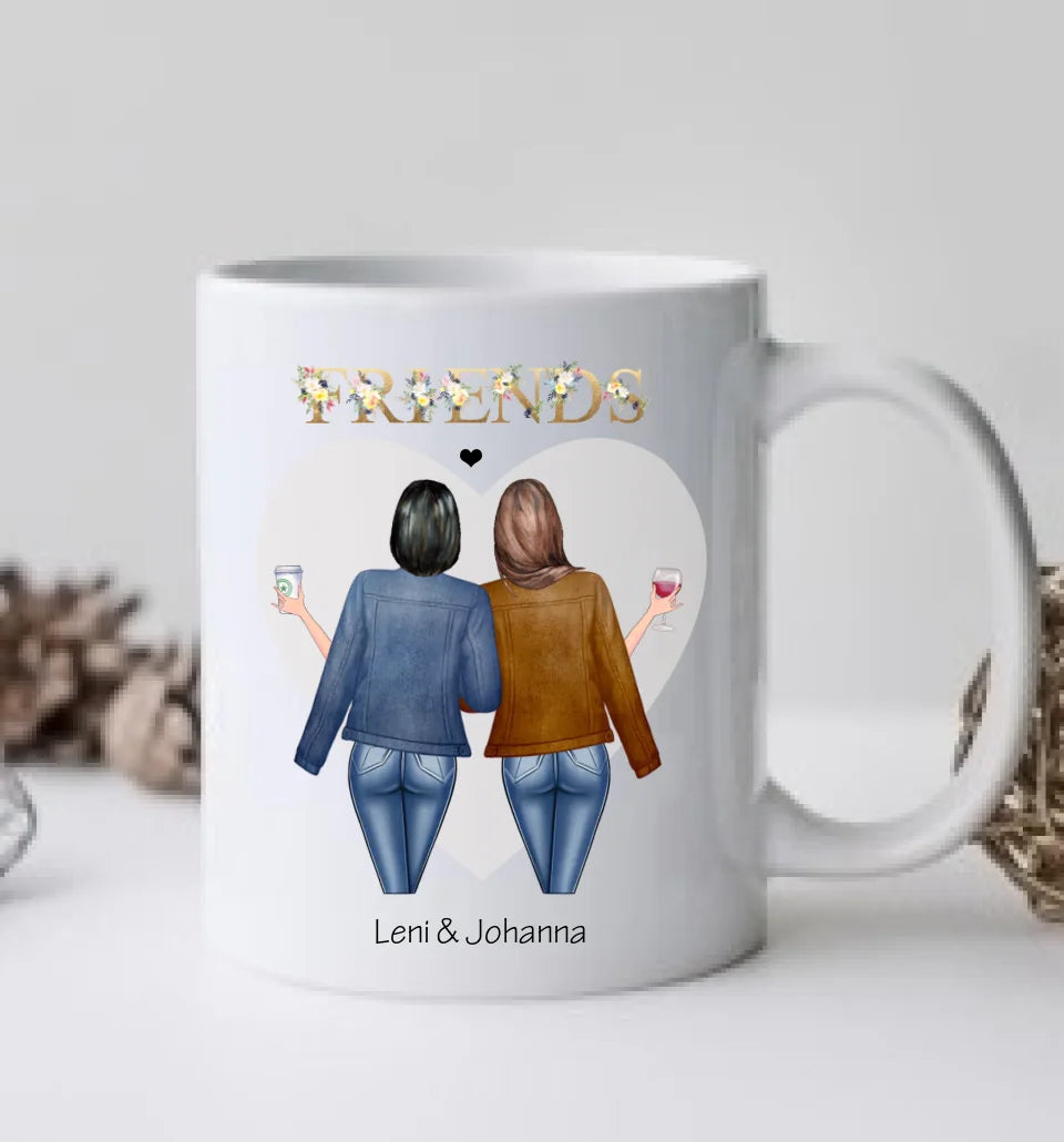 2 Beste Freundin Geschenk Tasse personalisiert mit Spruch / Freundinnen Geburtstagsgeschenk / Weihnachtsgeschenk