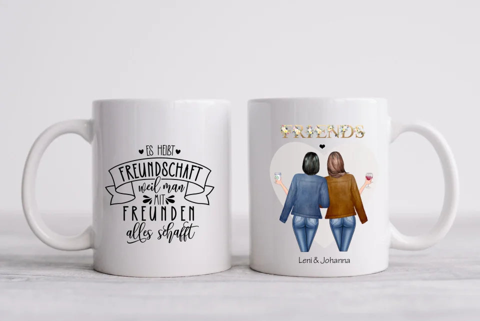 2 Beste Freundin Geschenk Tasse personalisiert mit Spruch / Freundinnen Geburtstagsgeschenk / Weihnachtsgeschenk
