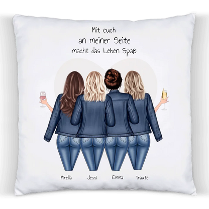 Personalisiertes Geschenk Freundin - 4 beste Freundinnen Kissen - Geburtstagsgeschenk, Weihnachtsgeschenk