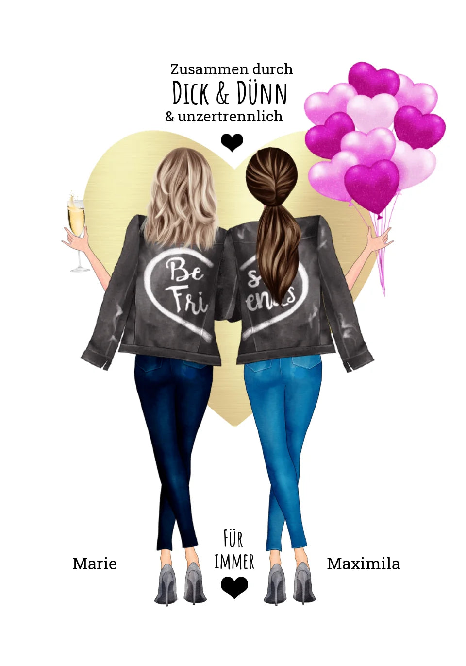 Personalisiertes Geschenk este Freundin - kuschelige warme Fleece Premium Decke, 2 Freundinnen Geburtstag Geschenkidee