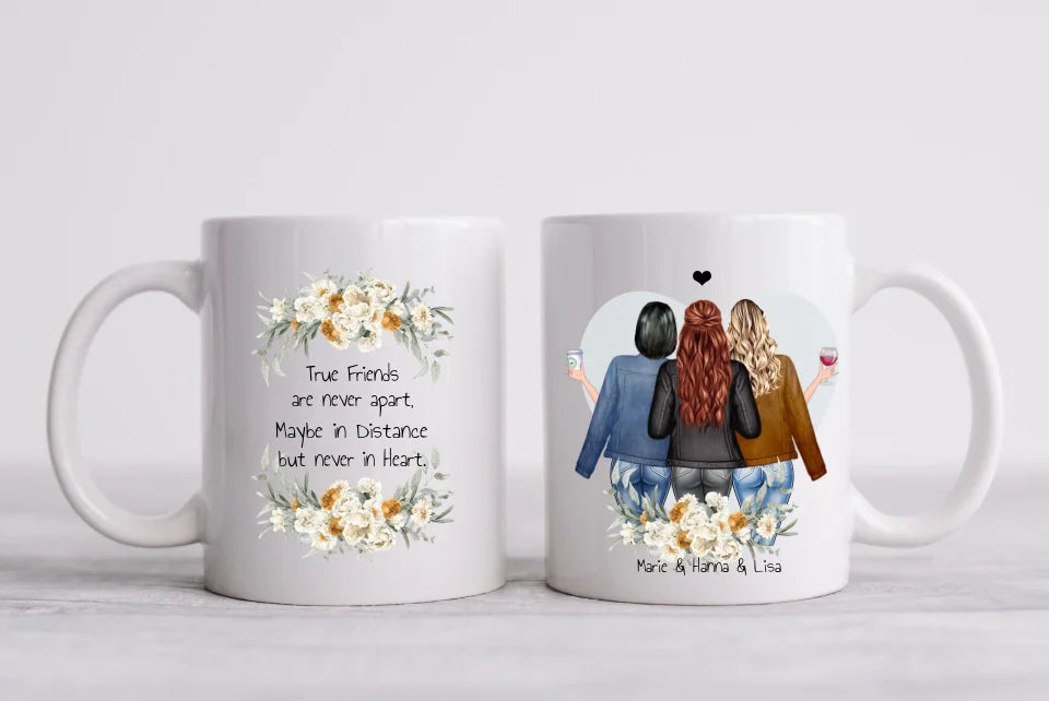 Geschenk personalisierte Tasse mit 3 Freundinnen / Frauen Geburtstagsgeschenk, Weihnachtsgeschenk