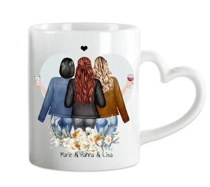 Geschenk personalisierte Tasse mit 3 Freundinnen / Frauen Geburtstagsgeschenk, Weihnachtsgeschenk